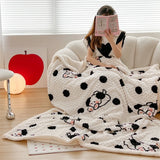 Gaeasapce  -  Ins Fresh Strawberry Autumn and Winter Peas Blanket Skin-friendly Soft Casual Sofa Blanket Multi-functional Decorative Blanket