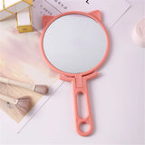 Gaeaspace  -  1pc Simple Cat Ears Handheld HD Makeup Mirror Portable Foldable Dual-Use Desktop Mirror Affordable Student Handle Makeup Mirror