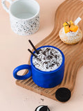 Gaeaspace  -  Nordic Handmade Cup Ceramic Coffee Mug Creative Ink Splashing Couple Niche Design Office Coffee Cups Handle Blue Ceramic Mugs