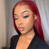 Gaeaspace  -  Red Wig Straight Synthetic Lace Front Wig Long Red Hair Wig Glueless Wigs Ready to Wear Burgundy Colored Lace Wigs for Women