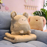 Gaeaspce  -  Creative Animal Pillow Comforter Two-In-One Coral Velvet Blanket Air Conditioning Blanket Office Dormitory Nap Pillow Blanket