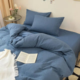 Gaeaspce  -  Bedding Set Duvet Cover Ins Style Wash Cotton Solid Color Waffle Grid Summer Soft Bed Sheet Set Comforter Set Quilt Cover