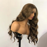 Gaeaspace  -  Brown Wig Synthetic Lace Wig Honey Brown Wavy Wig Long Brown Lace Front Wig Glueless Hair Wig Dark Brown Wigs for Women Fashion