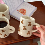 Gaeaspace  -  Cartoon Bear Ceramic Coffee Mug Chocolate Bear Mug Girl Retro Coffee Cup Afternoon Tea Cute Ceramic Mug  cute coffee mugs