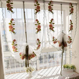 Gaeaspace  -  Pastoral flower curtains cotton and linen drifters lifting Roman curtains American style shading living room partition gauze