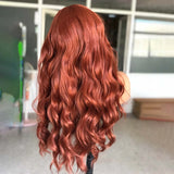 Gaeaspace  -  Copper Red Wig Long Wavy Synthetic Lace Front Wig Glueless Frontal Reddish Brown Hair Colored Lace Wigs for Women Party Cosplay