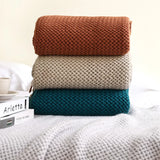 Gaeaspace  -  Inya Mustard Nordic Knitted Throw Blanket Shawl Sofa Blanket Soild with Tassels Scarf Emulation Chunky Bedspread Manta Para Sofá