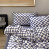 Gaeaspace  -  Blue Plaid Nordic Duvet Cover 220x240 Pillowcase Bed Sheet 3pcs/4pcs Bedding Sets Checkerboard Bedclothes 200x230 Quilt