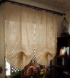 Gaeaspace  -  Retro balloon curtain lifting curtain fan-shaped half curtain roman blinds kitchen bay window flowers  cortinas para cocina