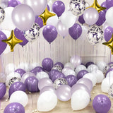 Gaeaspace  -  108 Pcs Purple Confetti Stars Aluminum Die Balloon Garland Arches Set Wedding Girls Birthday Valentine's Day Party Decorations