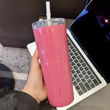 Gaeaspace  -  New Fashion Gradient Colour 304 Stainless Steel Thermos Bottle Portable Straw Insulation Cup Car Travel Coffee Cups Mugs 500ML