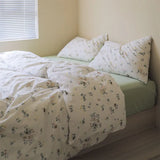 Gaeaspace  -  Rustic flower green rabbit bedding set teen girl,knit cotton twin full queen twin home textile bed sheet pillow case quilt cover