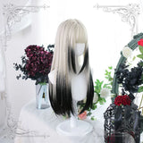 Gaeaspace  -  Wigs Long Wave Wig Ombre Wigs for Women Middle Part Gradient black and white Cosplay Party Hair Daily Use Wig Lolita