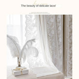 Gaeaspace  -  French Cream Lace Curtains Bedroom Blackout Balcony Shade Curtain Luxury Curtains for Living Room Girl Ins Wind Room Decoration