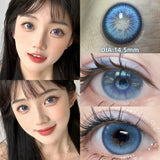 Gaeaspace  -  1 Pair/2pcs Prescription Contact Lenses for Eyes Myopia Eye Color Lenses With Diopters Blue Green Natural Lenses Pupils