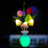 Gaeaspace  -  0.5W LED Night Light With Auto Sensor Energy Saving Rose Flower Mushroom Plug In Lamp For Bedroom Bathroom Living Room Kitchen