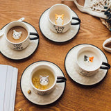 Gaeaspace  -  Cute Kitten Ceramic Cat Claw Cup Afternoon Tea Coffee Cups with Plates Dishes Ceramic Mug for Couples and Children Drinking Milk