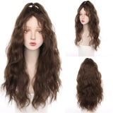 Gaeaspace  -  Golden Lolita Role Play Wig Blonde Short Wavy Synthetic Hair Wig with Bangs Heat Resistant Brown Hair