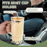 Gaeaspace  -  2pcs Glass Cup Wooden Lid Bubble Tea Cold Drinking Coffee Wine Juice Milk Transparent Straw Car Mug Cup Drinkware Water Bottle