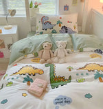 Gaeaspace  -  Cute dinosaur bedding set 1.2 1.5 1.8 2.0 kid teen,twin full queen king cotton home textile bed sheet pillow case quilt cover