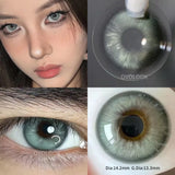 Gaeaspace  -  Myopia Beauty Color Contact Lenses for Eyes Cosmetic Eye Color Lenses with Diopters Green Grey Blue Lens Pupils 1 Pair