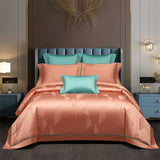 Gaeaspace  -  Family European Egyptian Cotton Duvet Cover Set 4/6/7Pcs Jacquard Queen King Bed Linens Bedding Sets