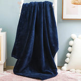 Gaeaspace  -  Premium Flannel Fleece Bed Throw Blanket for Sofa Couch Navy Waffle Textured Soft Fuzzy Blanket Warm Cozy Microfiber